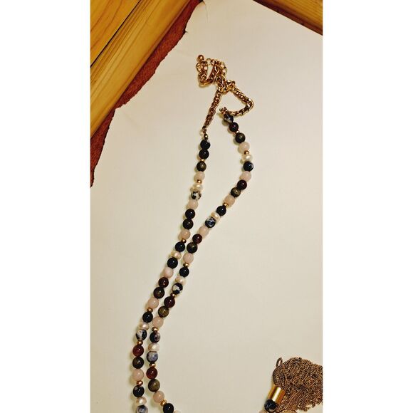 White House black market bead Stone necklace gold multi color Great condition. - Picture 2 of 6